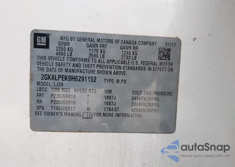 2017 GMC Terrain Slt из США, поврежденный, VIN 2GKALPEK9H6291152